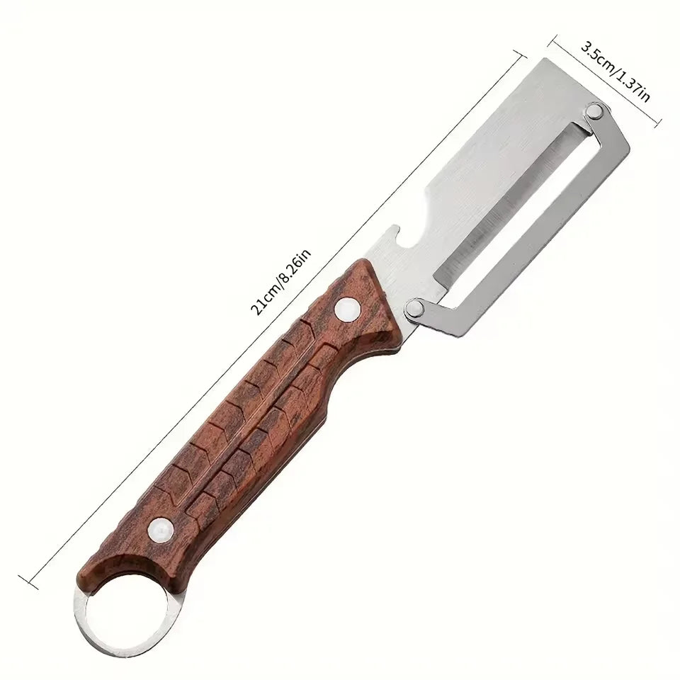 Stainless Steel Peeler With Wooden Handle For Peeling And Slicing Fruits And Vegetables Durable And Smooth Operation