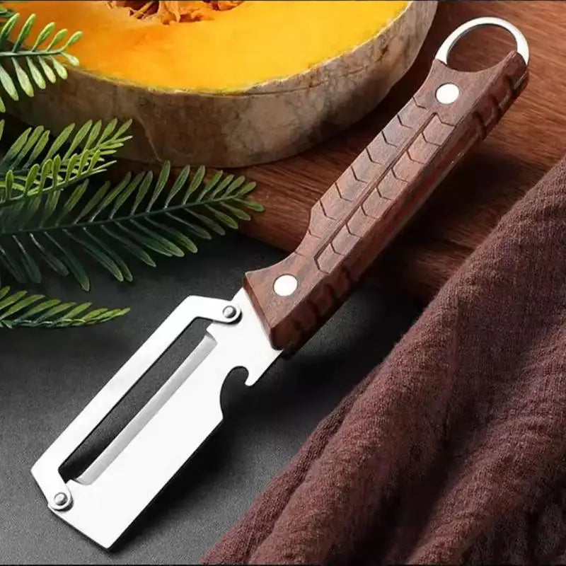 Stainless Steel Peeler With Wooden Handle For Peeling And Slicing Fruits And Vegetables Durable And Smooth Operation